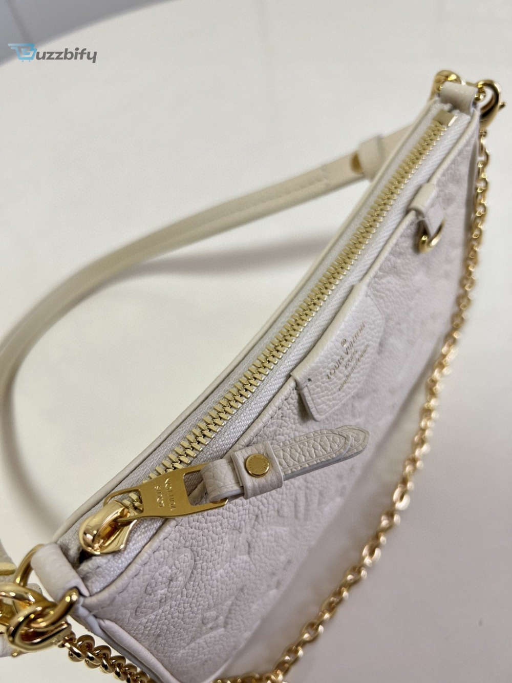 Louis Vuitton Easy Pouch On Strap Monogram Empreinte Crème White For Spring Womens Handbags Shoulder Bags 7.5In19cm Lv M81066