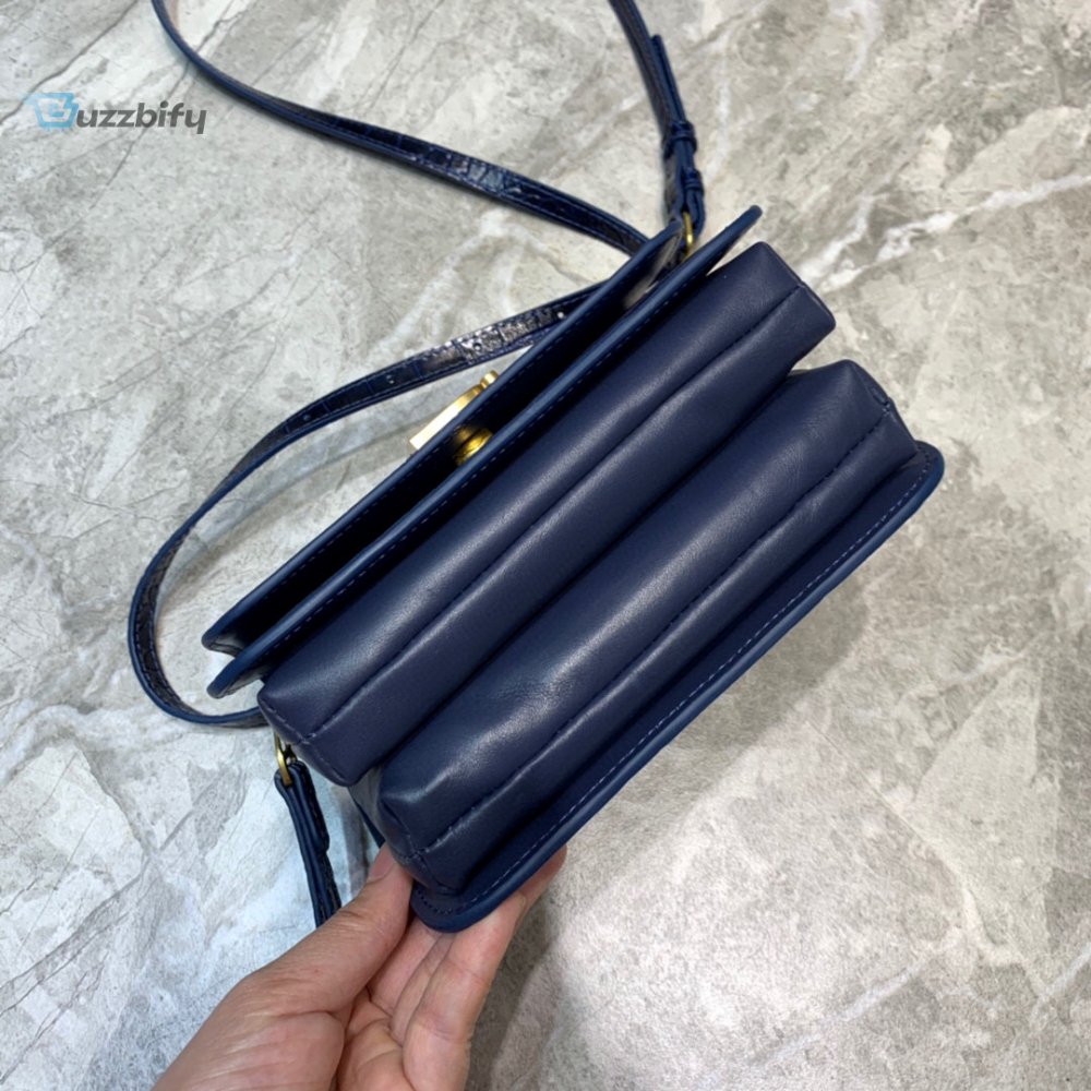 Balenciaga B Small Lizard Effect Cross-body Bag In Dark Blue, For Women, Women’s Bags Ashya 7in/18cm 