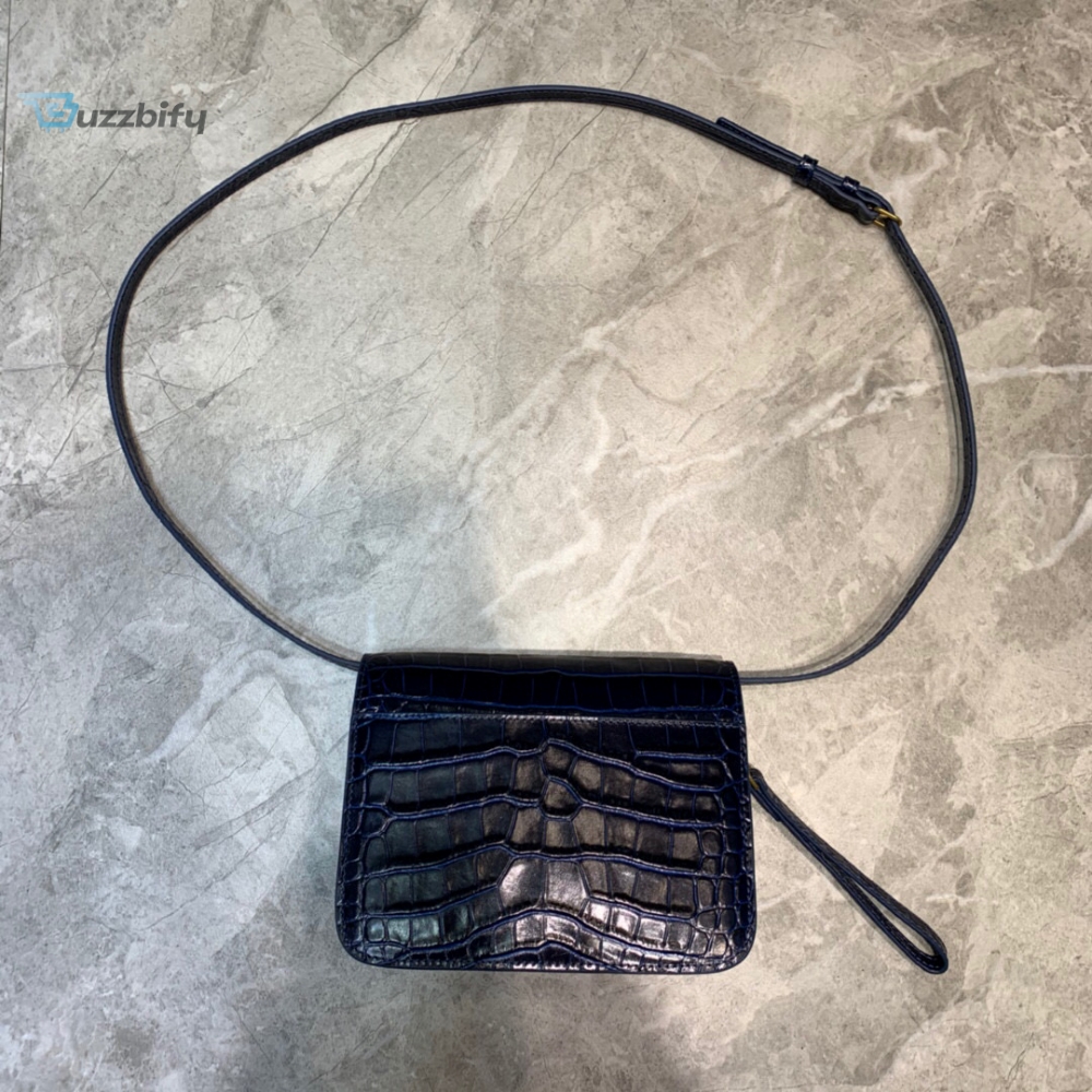 Balenciaga B Small Lizard Effect Cross-body Bag In Dark Blue, For Women, Women’s Bags Ashya 7in/18cm 