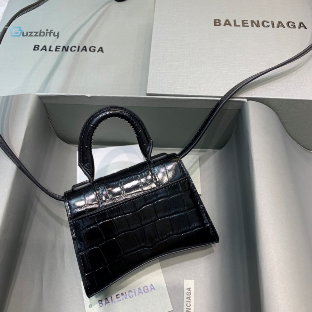 Balenciaga Hourglass Mini Handbag In Black, For Women, Women’s Bags 4.7in/12cm 
