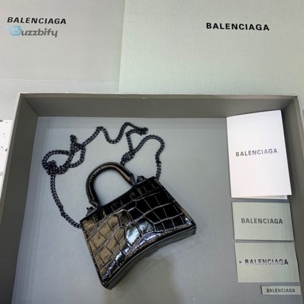 balenciaga hourglass mini handbag with chain in black for women womens bags 4 2