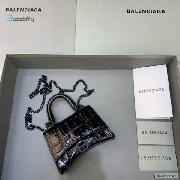 balenciaga hourglass mini handbag with chain in black for women womens bags your 4