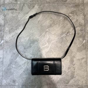Balenciaga Hourglass Wallet Bag In Black For Women Womens Bags 8In20cm