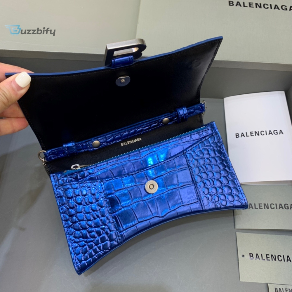 Balenciaga Hourglass Wallet On Chain In Blue For Women Womens Bags 7.6In19cm