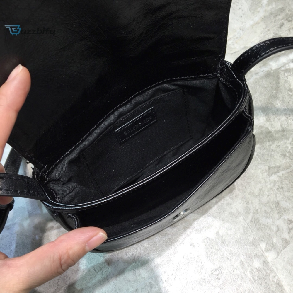 Balenciaga Leader Soft Round Cross Bag In Black For Women Womens Bags 6.3In16cm