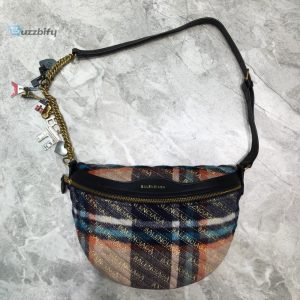 Leather and Vintage Check Note Crossbody Bag Brown