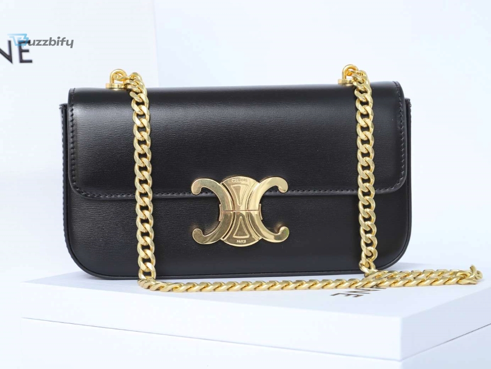 Celine Chain Shoulder Bag Black For Women 8in/20.5cm 197993BF4.38NO 
