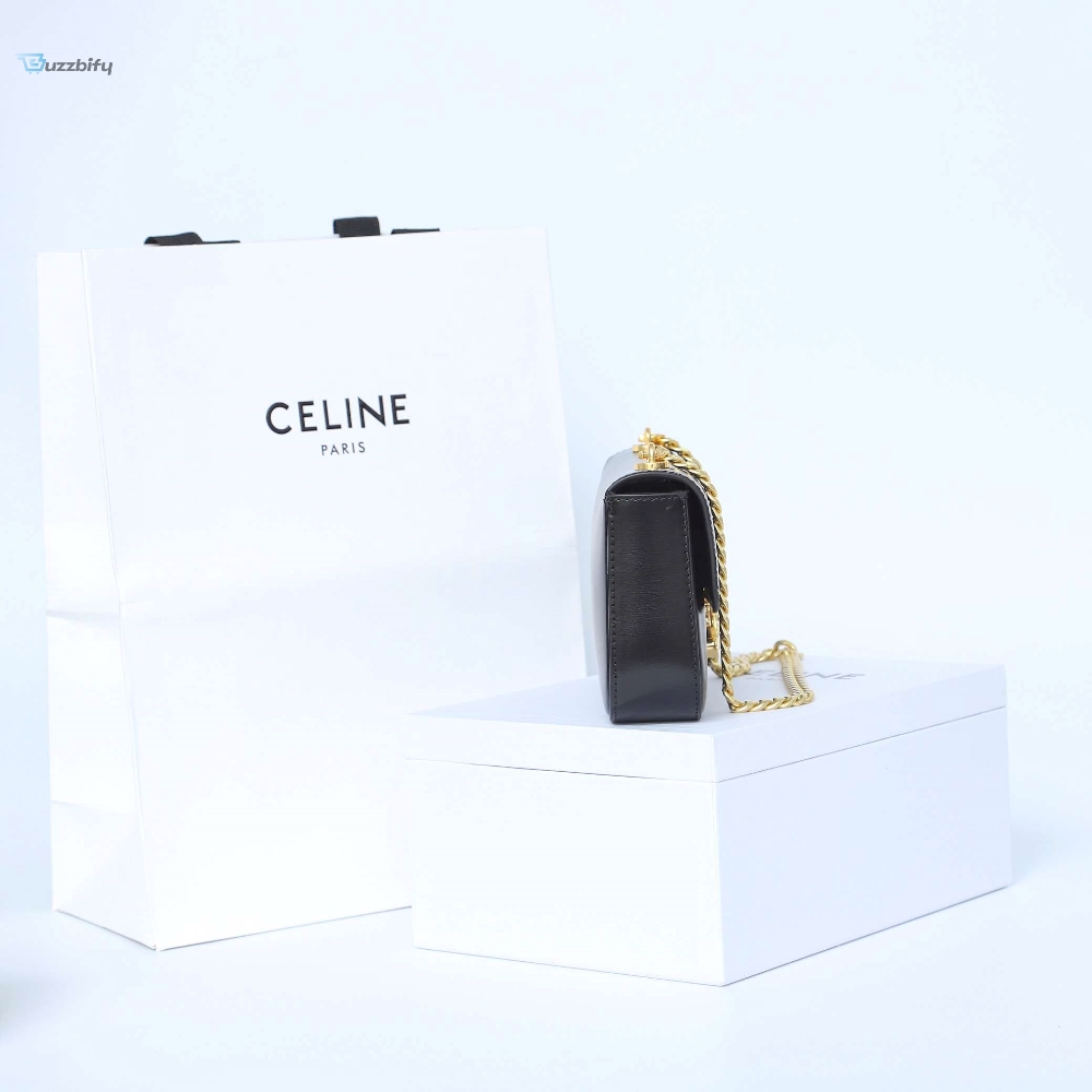 Celine Chain Shoulder Bag Black For Women 8in/20.5cm 197993BF4.38NO 