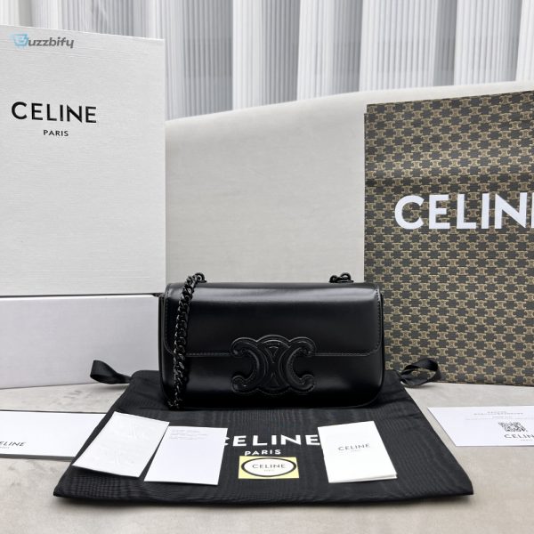 Celine Chain Shoulder Bag Triomphe Black For Women 8In20.5Cm 197993Eqj.38Nn