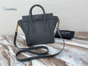 Celine Nano Luggage Bag In Drummed Grey For Women 8In20cm 189243Aql.10Kl