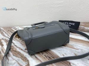 Celine Nano Luggage Bag In Drummed Grey For Women 8In20cm 189243Aql.10Kl