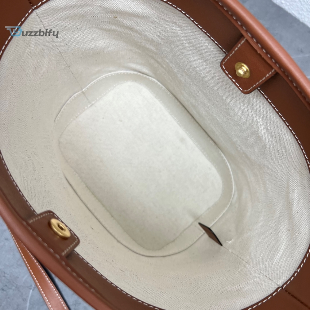 Celine Small Bucket Cuir Triomphe In Textile Natural / Tan For Women 9in/22cm 198242EFL.02NT 