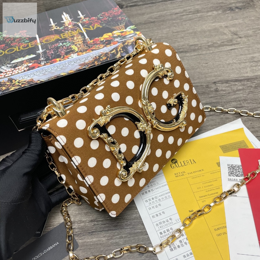 Dolce & Gabbana DG Girls CrossBody Bag With Polka Dots Brown For Women 8.3in/21cm DG 