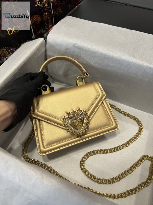 dolce gabbana small devotion bag in plain gold for women 7 10