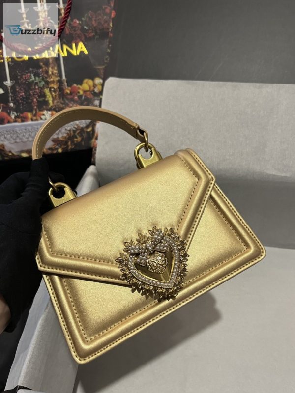dolce gabbana small devotion bag in plain gold for women 7 12