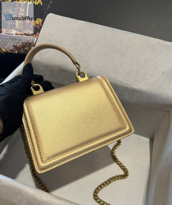 dolce gabbana small devotion bag in plain gold for women 7 14