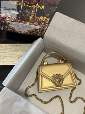 dolce gabbana small devotion bag in plain gold for women 7