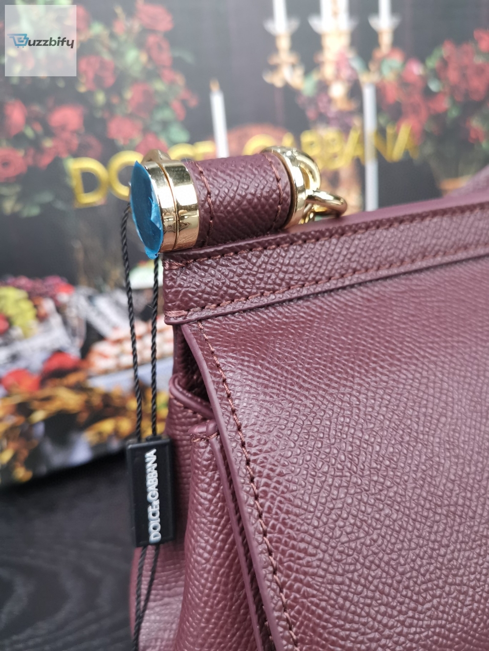 Dolce  Gabbana Small Sicily Bag In Dauphine Burgundy For Women 7.5In19cm Dg