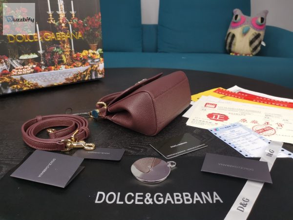 dolce gabbana small sicily bag in dauphine burgundy for women 7 8
