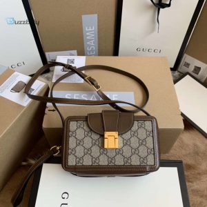 Gg Mini Bag With Clasp Closure Beigeebony Gg Supreme Canvas For Women 7.1In18cm Gg 614368 92Tcg 8563