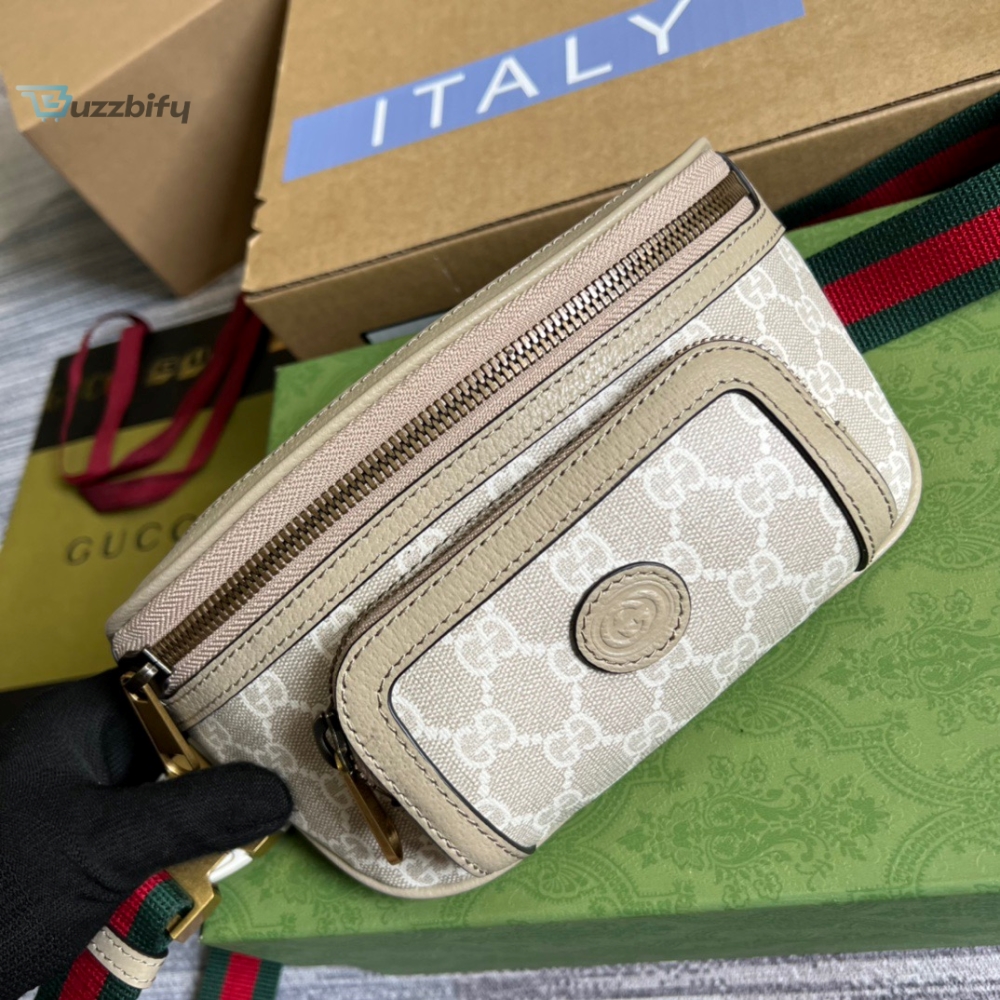Gucci Belt Bag With Interlocking G Beige And White GG Sumpreme Canvas For Women  9in/23cm GG 682933 UULCT 9682 