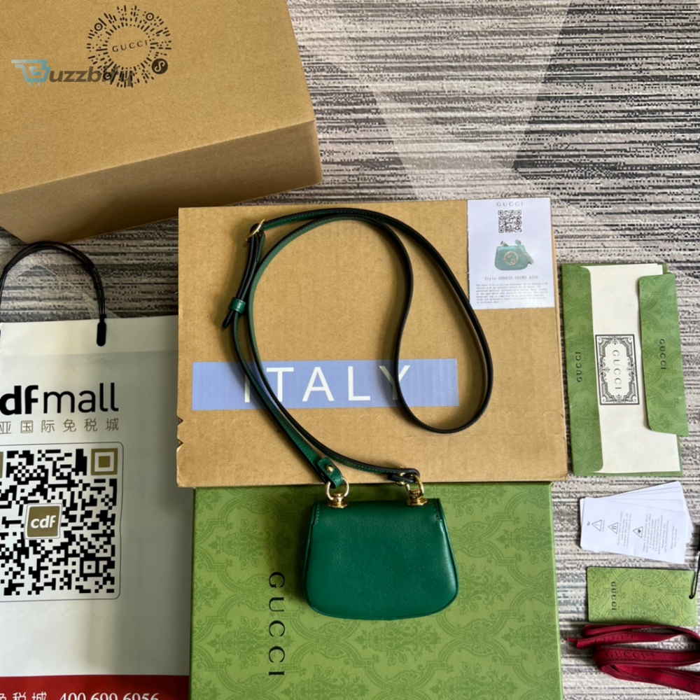 Gucci Blondie Card Case Wallet Green For Women, Women’s Bags 4.5in/12cm GG 698635 UXX0G 3120 