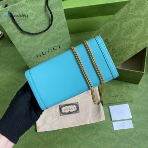 Gucci Diana Chain Wallet With Bamboo Blue For Women Womens Bags 7.4In19cm Gg