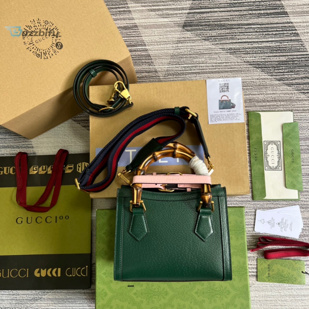 Gucci Diana Mini Tote Bag Green For Women, Women’s Bags 7.9in/20cm GG ‎702732 U3ZDT 3670