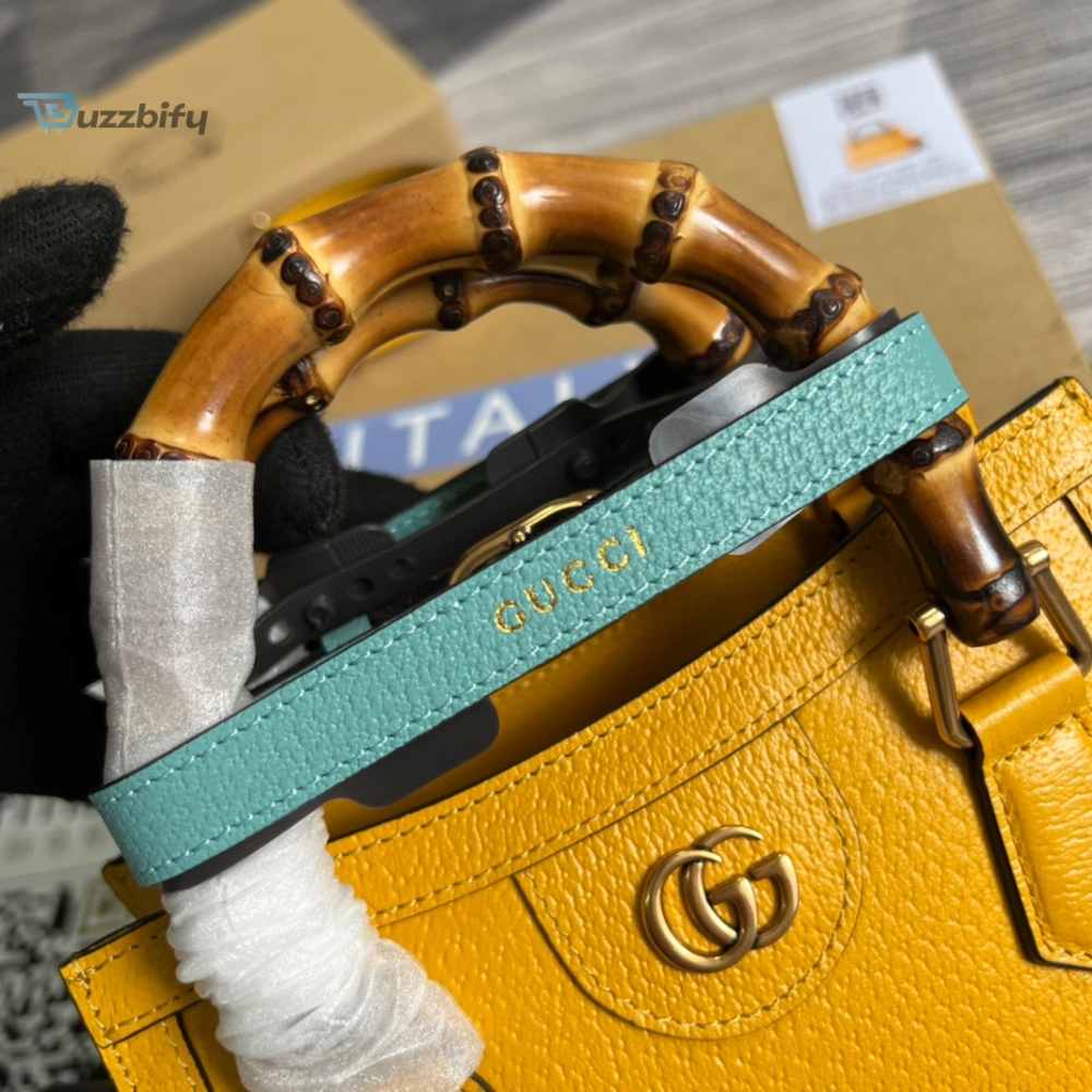 Gucci Diana Mini Tote Bag Yellow For Women, Women’s Bags 7.9in/20cm GG 702732 U3ZDT 7480 
