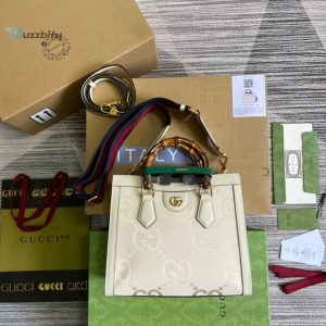 Gucci Diana Small Gg Tote Bag White For Women Womens Bags 11In27cm Gg