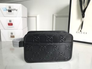 Gucci Gg Embossed Cosmetic Case Black Gg Embossed For Men  9In23cm Gg495