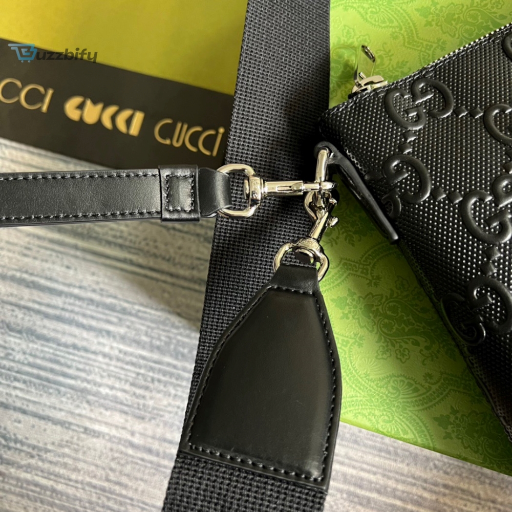 Gucci GG Embossed Medium Messenger Bag Black GG Embossed For Men 12in/31cm GG 696009 1W3CN 1000 