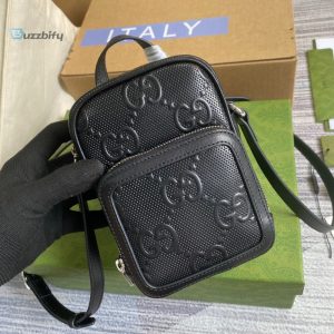 Gucci Gg Embossed Mini Bag Black Gg Embossed For Men 6.7In17cm Gg 658553 1W3an 1000