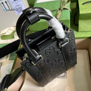 Gucci Gg Embossed Mini Tote Bag Black Gg Embossed For Men  7.9In20cm Gg 696010 1W3cn 1000