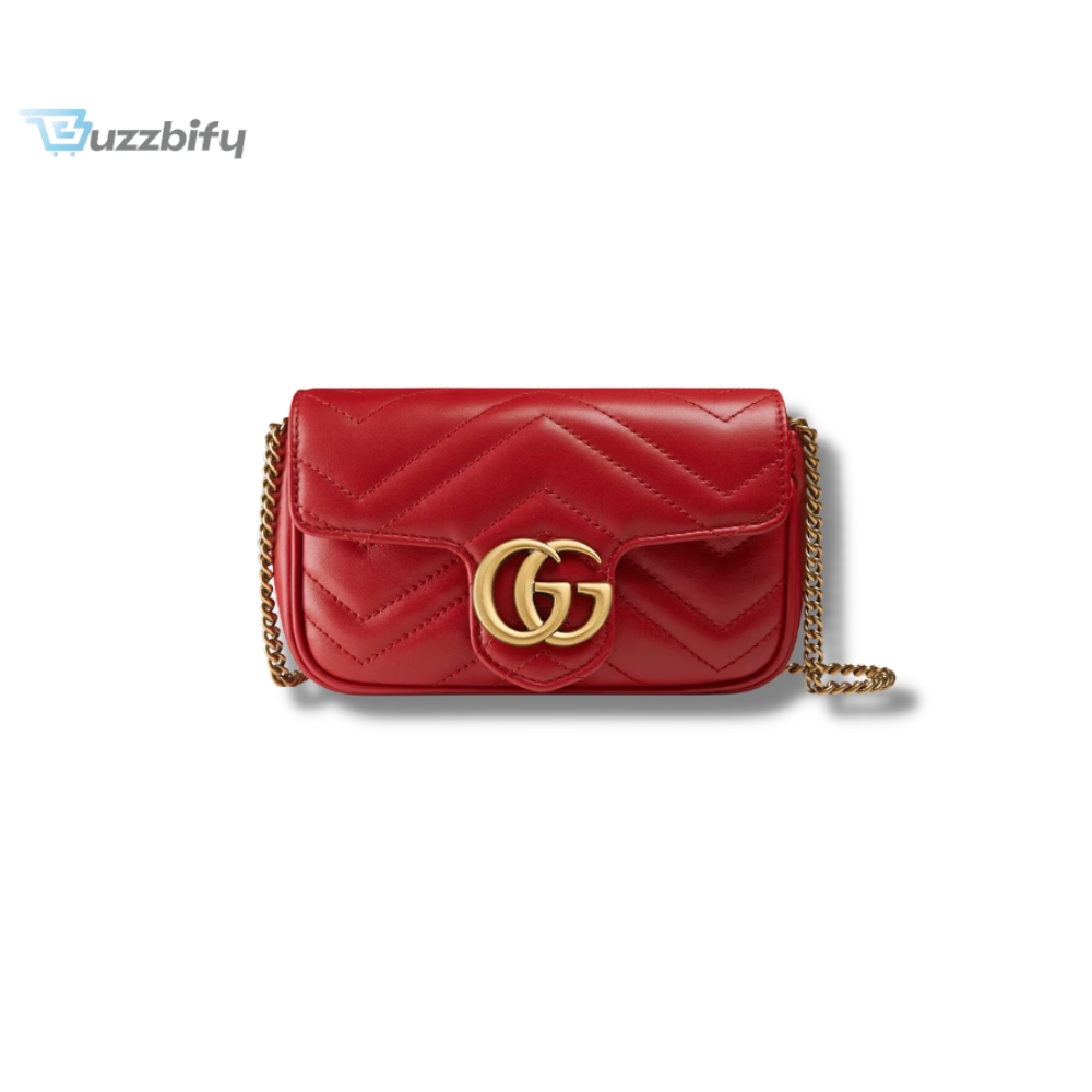 Gucci Gg Marmont Leather Super Mini Bag Red For Women 6.2In15.7Cm 476433 Dtdct 6433