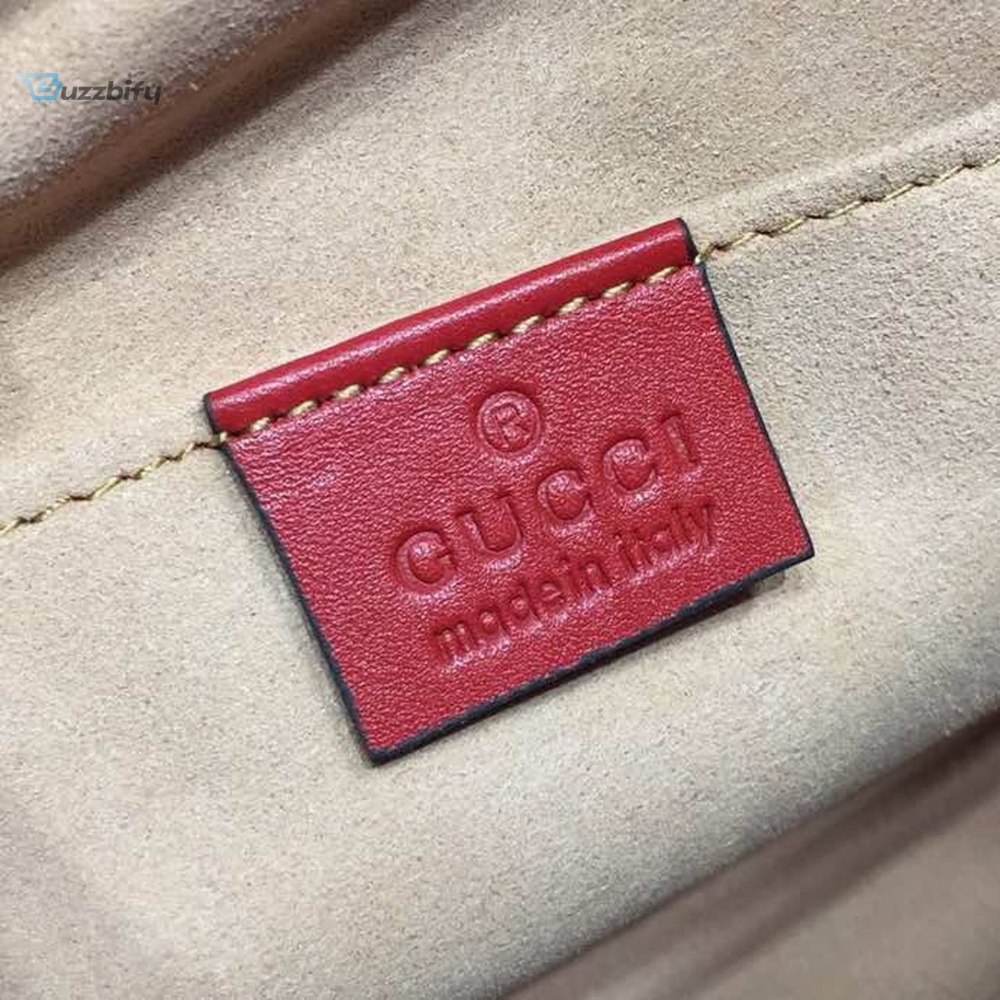 Gucci GG Marmont Small Matelassé Shoulder Bag Hibiscus Red Matelassé Chevron For Women 9.5in/24cm GG 447632 DTD1T 6433 