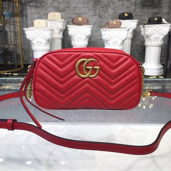 Gucci Gg Marmont Small Matelassé Shoulder Bag Hibiscus Red Matelassé Chevron For Women 9.5In24cm Gg 447632 Dtd1t 6433
