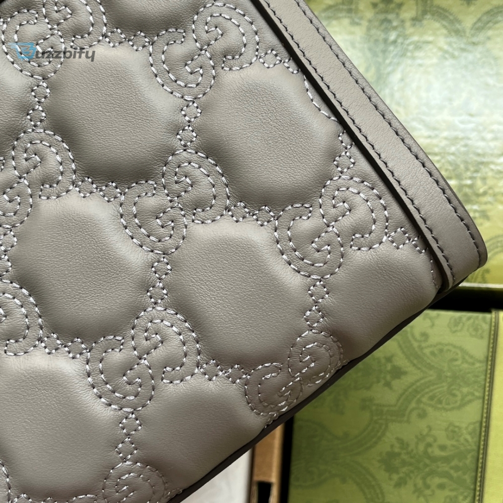 Gucci GG Matelassé Small Bag Grey For Women, Women’s Bags 10.2in/26cm GG 702200 UM8HG 1563 