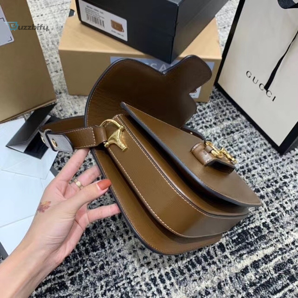 Gucci Horsebit 1955 Shoulder Bag Brown Textured With A Vintage Effect For Women 9.8in/25cm GG 602204 1DB0G 2361 