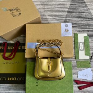 Gucci Jackie 1961 Lizard Mini Bag Gold For Women Womens Bags 7.5In19cm Gg