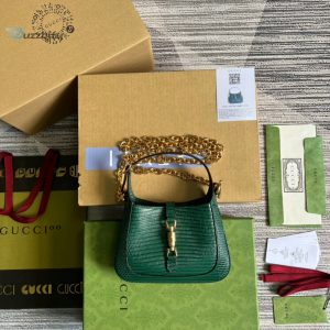 Gucci Jackie 1961 Lizard Mini Bag Green For Women Womens Bags 7.5In19cm Gg