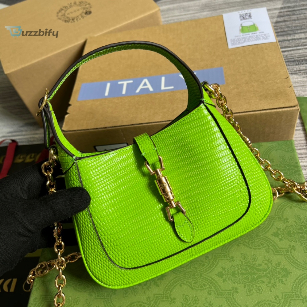 Gucci Jackie 1961 Lizard Mini Bag Yellow For Women, Women’s Bags 7.5in/19cm GG 