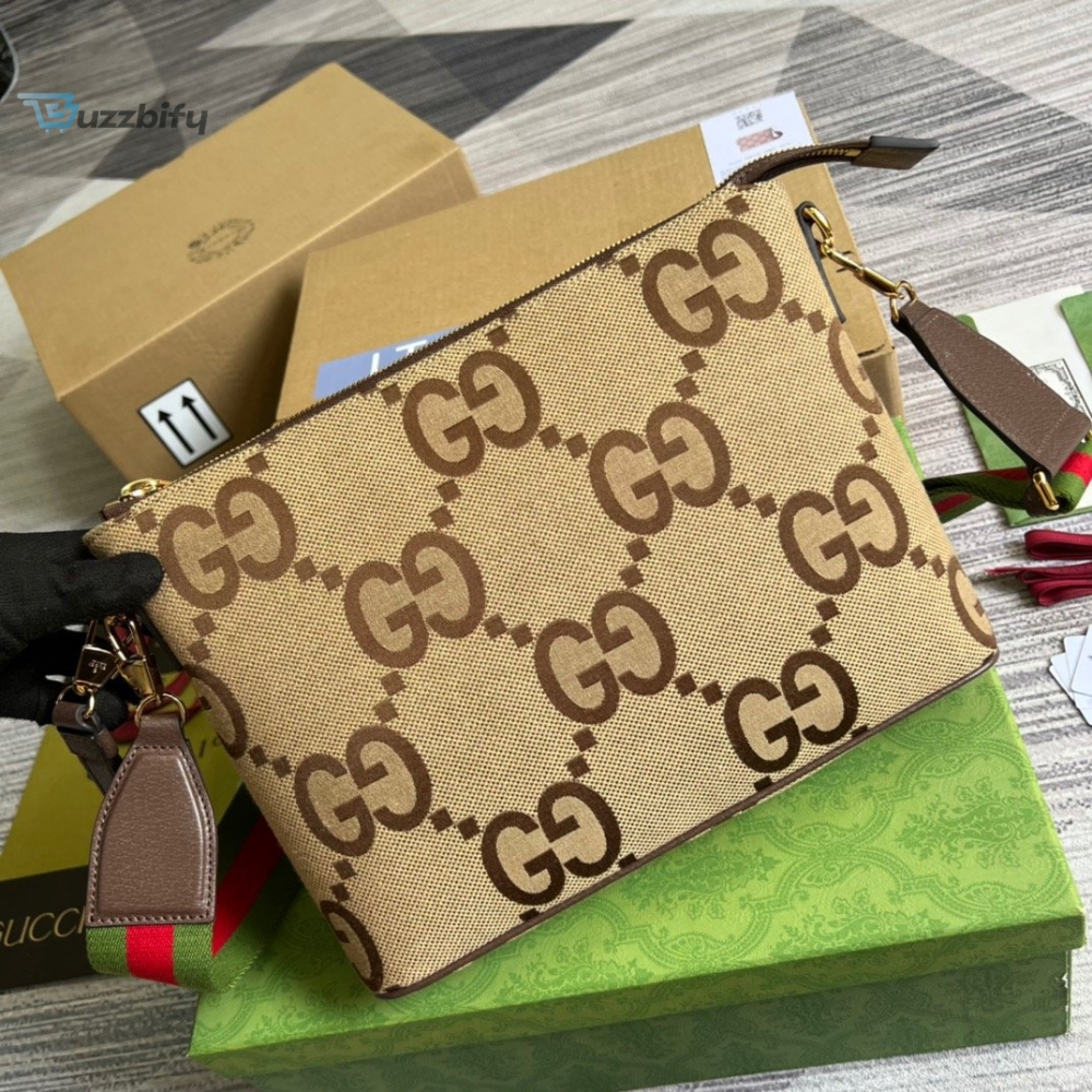 Gucci Jumbo GG Messenger Bag Camel And Ebony Jumbo GG Canvas For Women  9.6in/24.5cm GG 703468 92THF 1000 