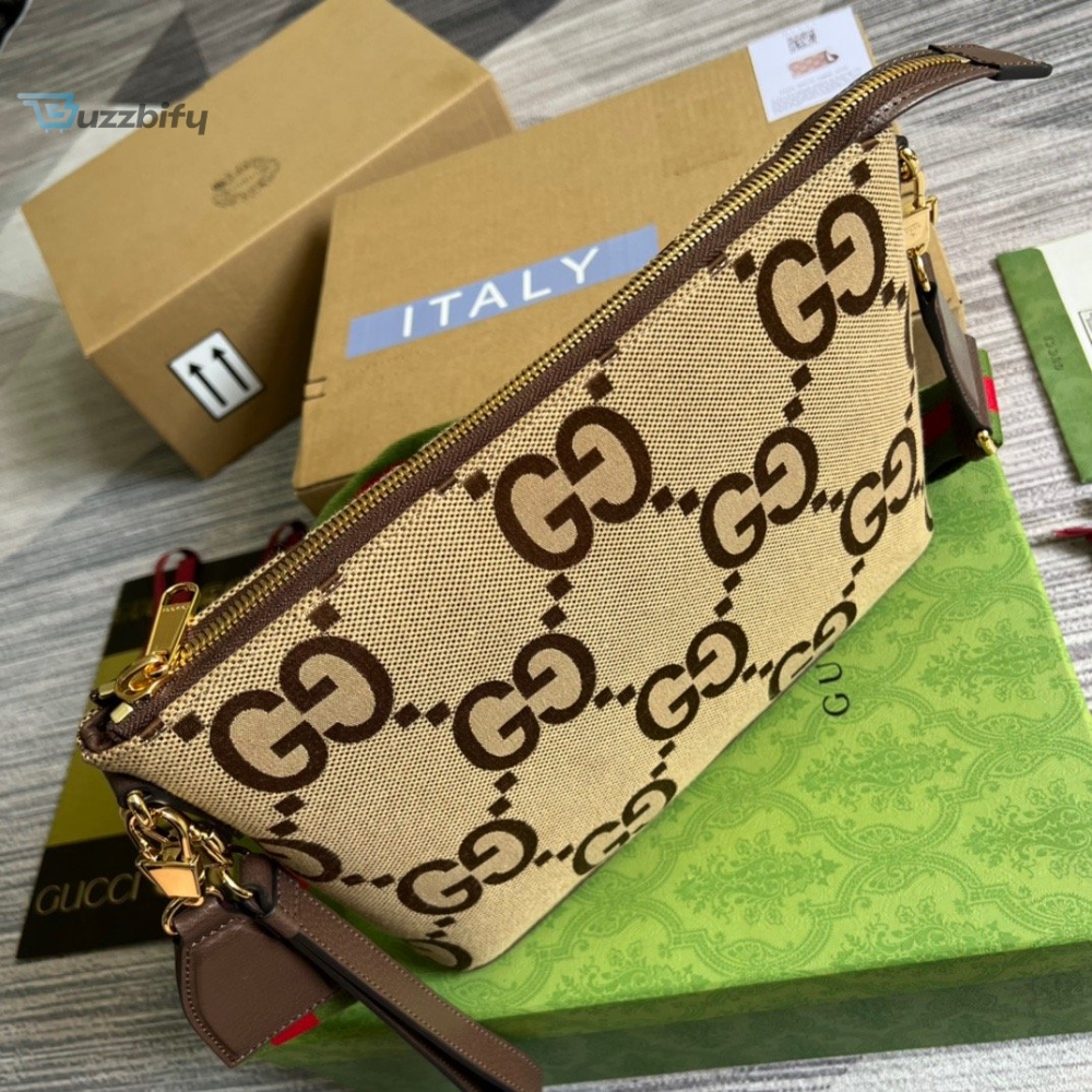Gucci Jumbo GG Messenger Bag Camel And Ebony Jumbo GG Canvas For Women  9.6in/24.5cm GG 703468 92THF 1000 