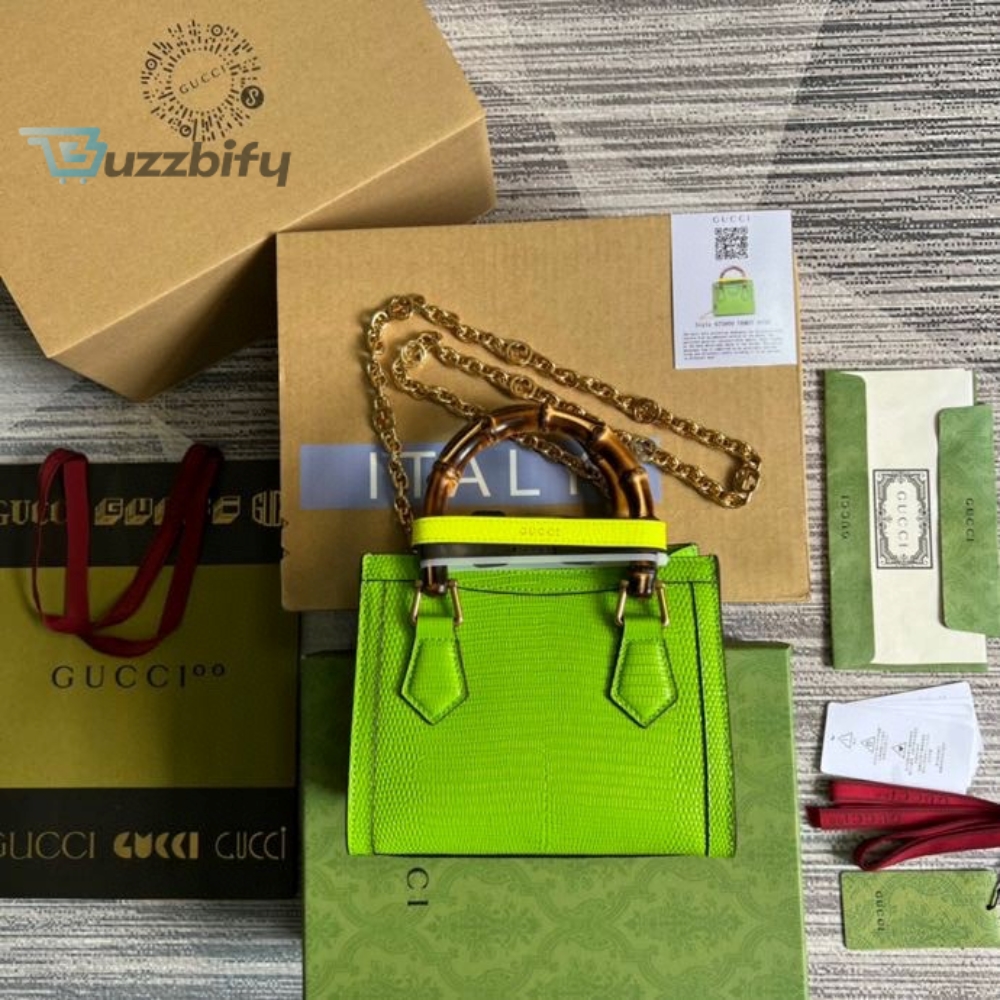 Gucci Lizard Mini Tote Bag Yellow For Women Womens Bags 7.9In20cm Gg