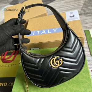 Gucci Marmont Half Moon Shaped Mini Bag Black For Women Womens Bags 8.5In22cm Gg 699514 Dtdht 1000