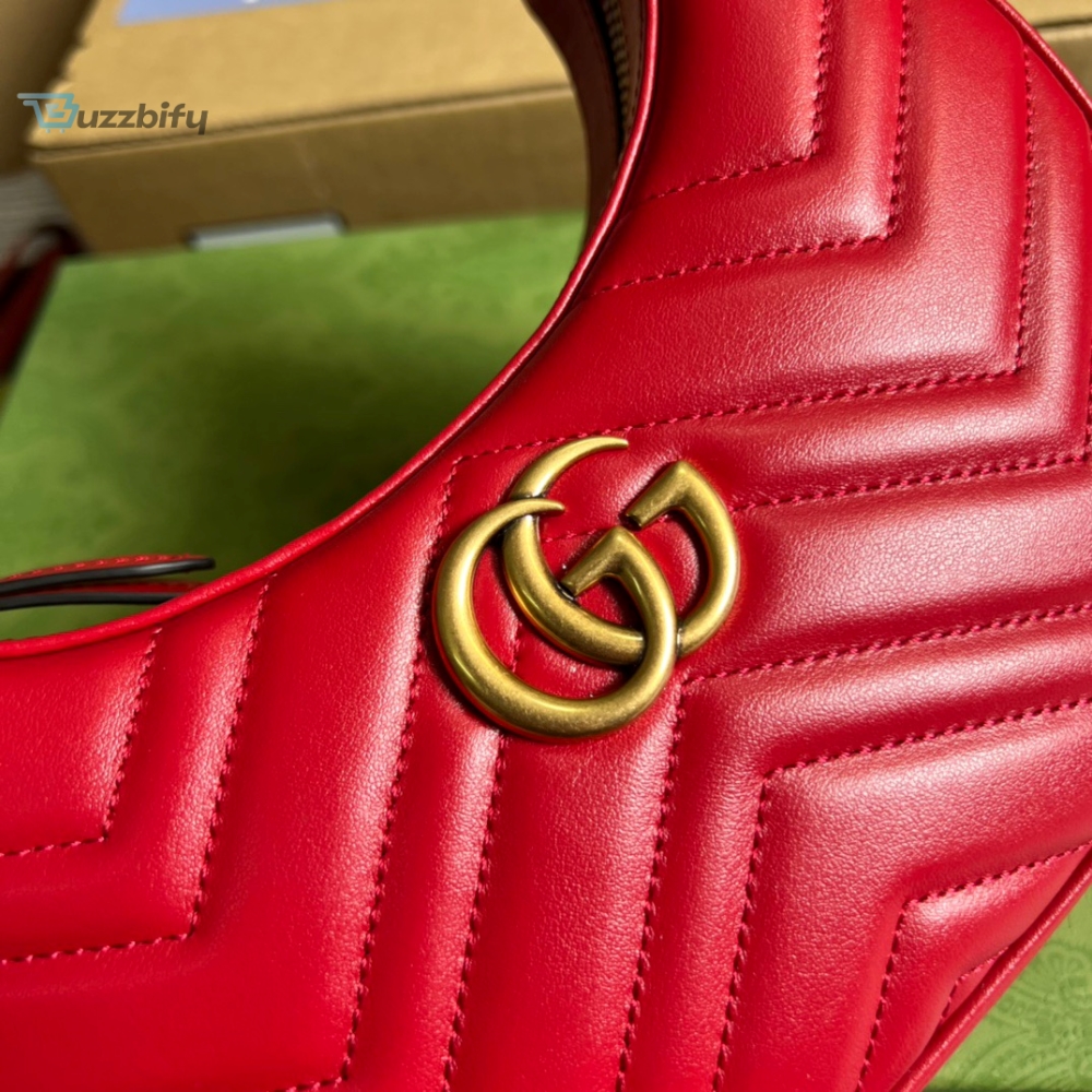 Gucci Marmont Half Moon Shaped Mini Bag Red For Women, Womenâ€™s Bags 8.5in/22cm GG
