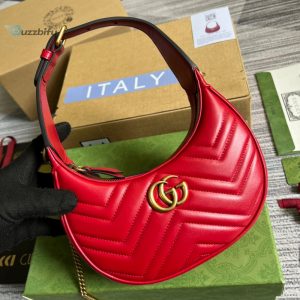 Gucci Marmont Half Moon Shaped Mini Bag Red For Women Womens Bags 8.5In22cm Gg