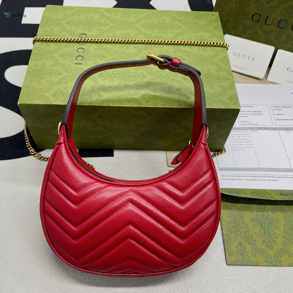 Gucci Marmont Half Moon Shaped Mini Bag Red For Women, Womenâ€™s Bags 8.5in/22cm GG

