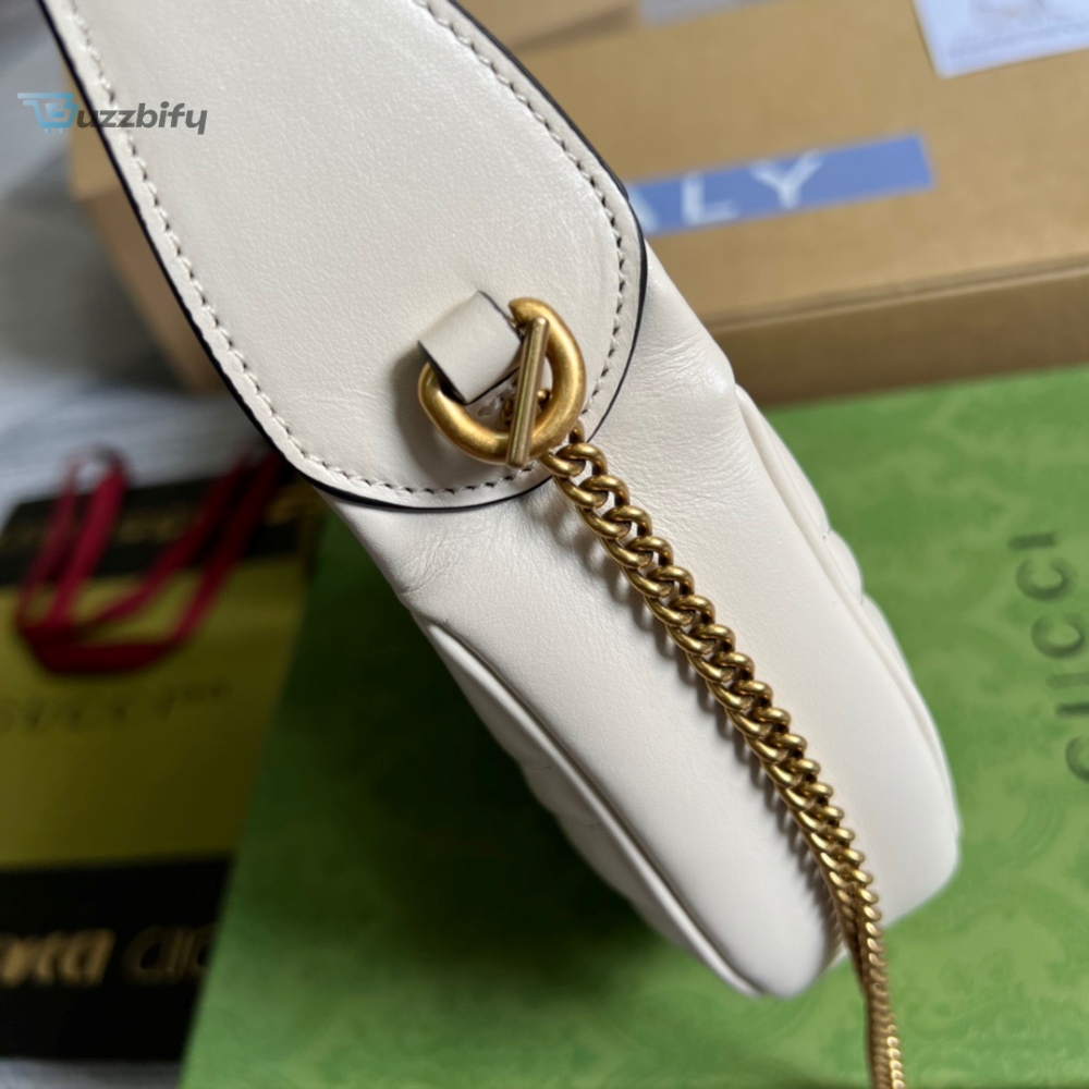 Gucci Marmont Half Moon Shaped Mini Bag White For Women, Women’s Bags 8.5in/22cm GG 699514 DTDHT 9022 